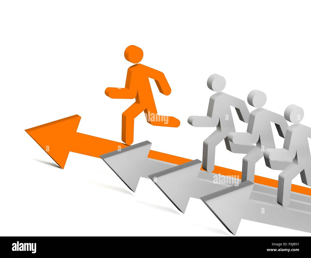 Flèches aiguës avec leader. Concept. 3d illustration. Banque D'Images