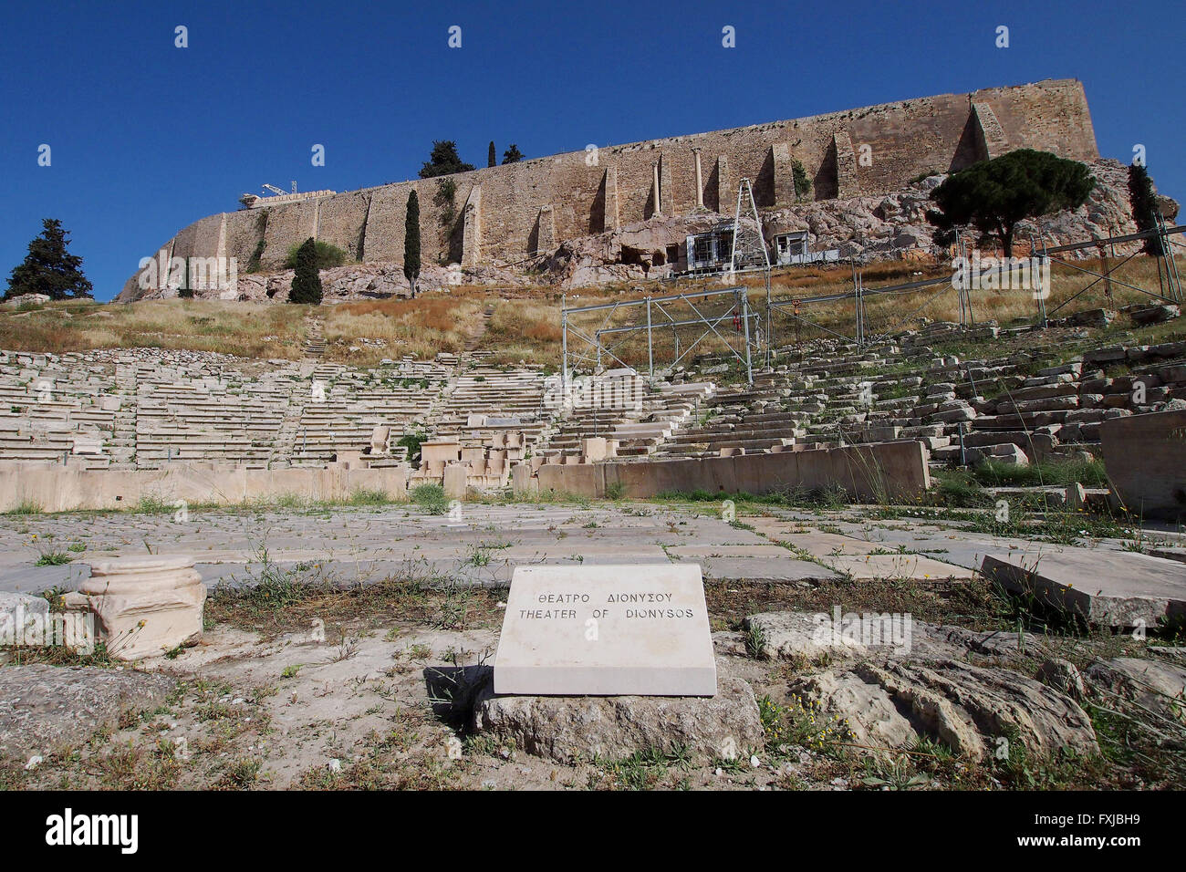 Théâtre de Dionysos au pied du versant sud de l'acropole d'Athènes à Athènes, Grèce Banque D'Images