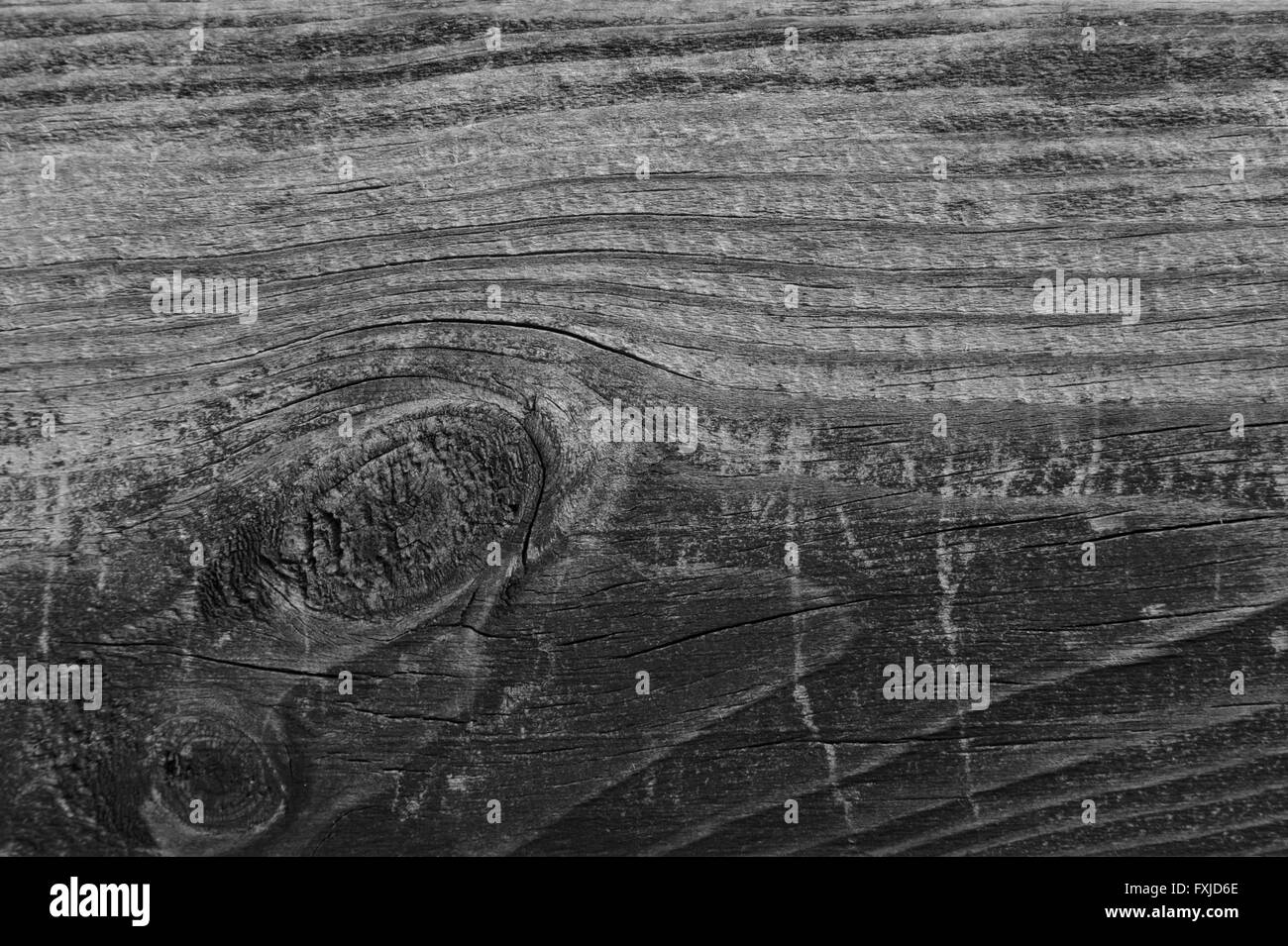 Photo en noir et blanc de la vieille planche de bois Banque D'Images