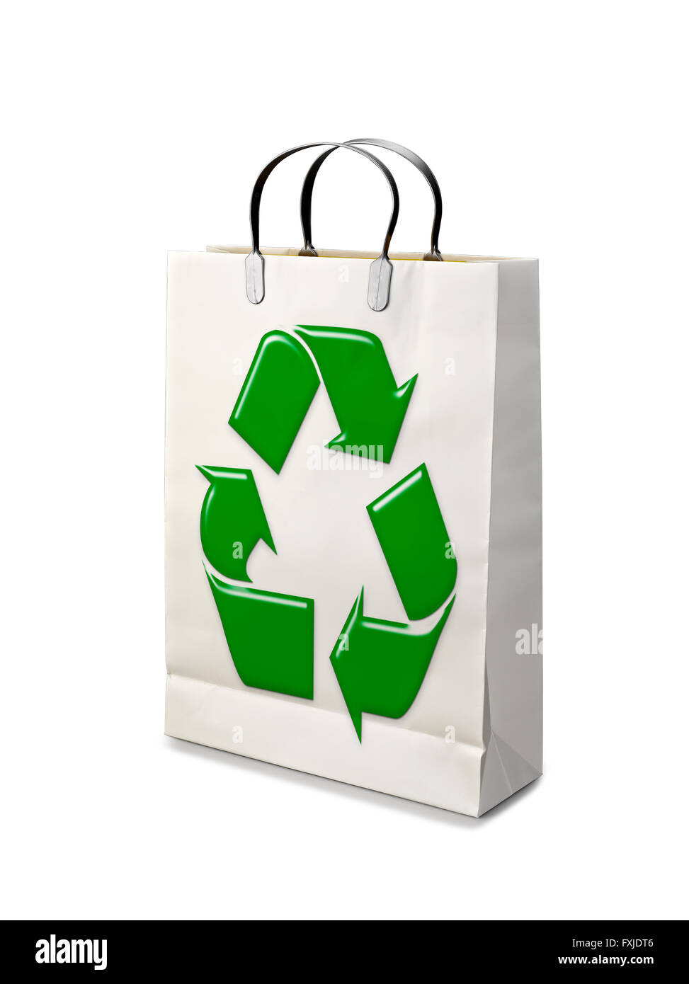 Les sacs ouverts avec symbole recyclage isolé sur blanc. Banque D'Images