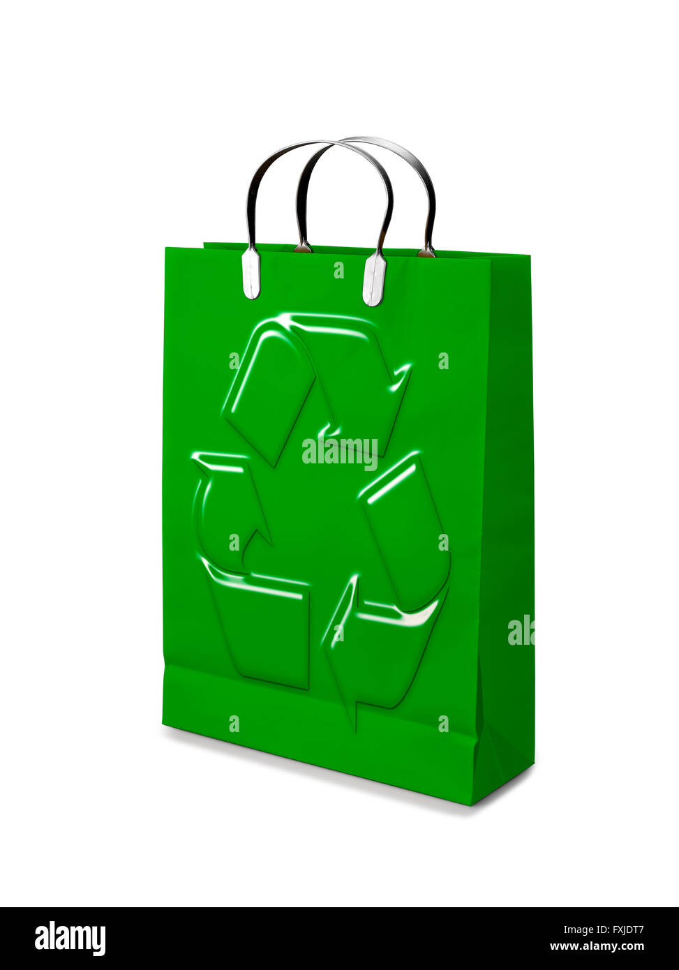 Les sacs ouverts avec symbole recyclage isolé sur blanc. Banque D'Images