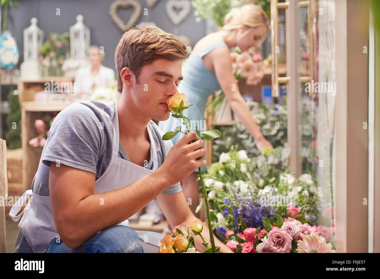 L'odeur de rose fleuriste magasin de fleurs Banque D'Images