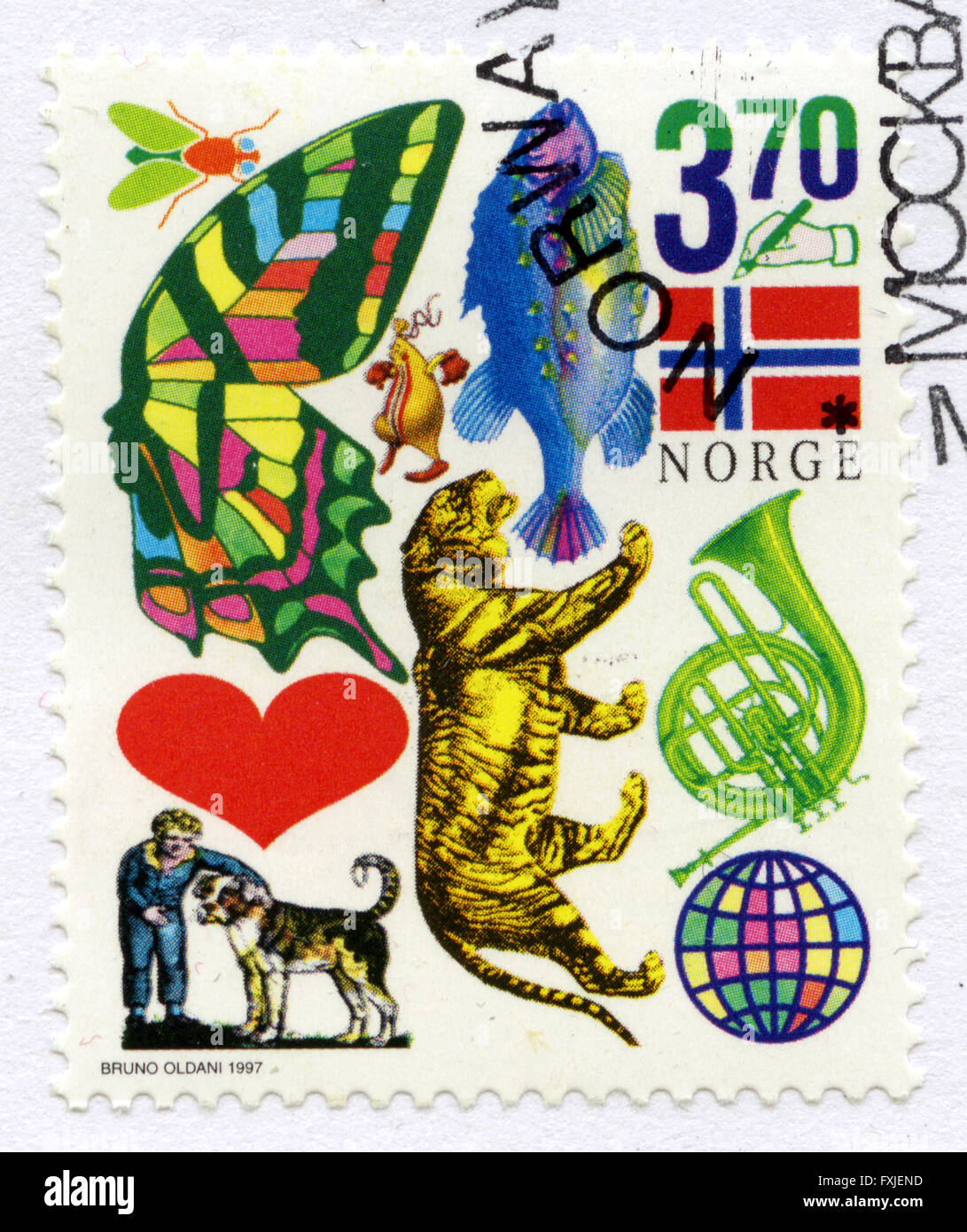 La Norvège,stamp, mark post, Banque D'Images