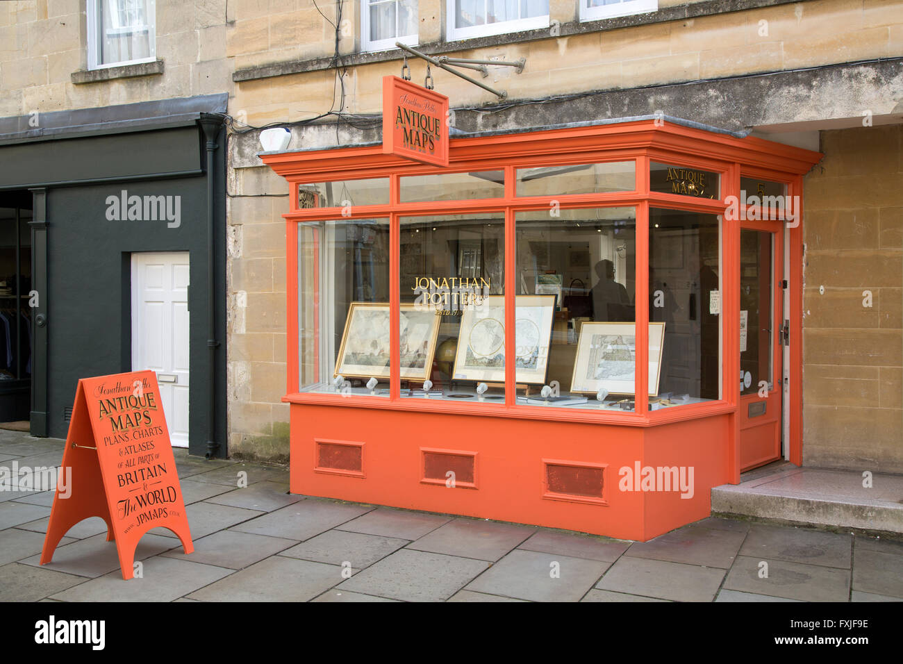 Jonathan Potter Cartes Anciennes Panneau ; Margaret's Buildings ; Baignoire ; Angleterre ; UK Banque D'Images
