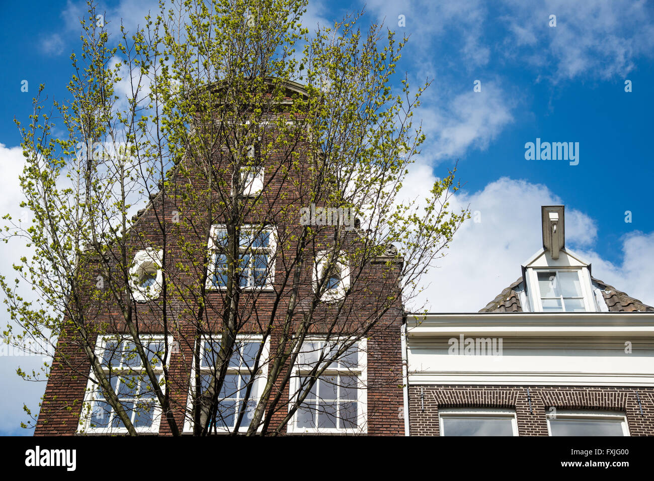 Façades de bâtiments historiques le long des canaux à Amsterdam Pays-Bas Banque D'Images