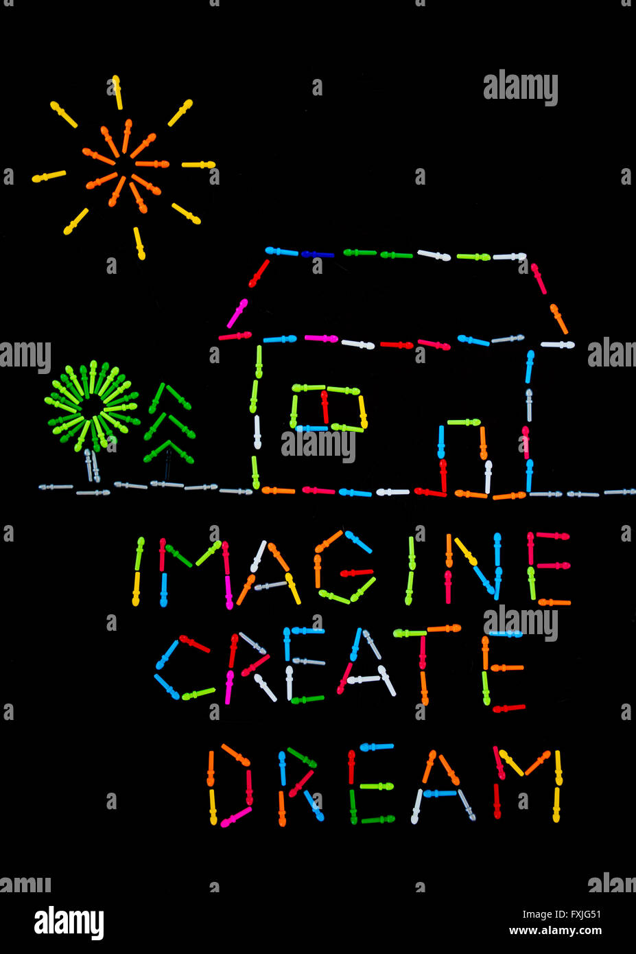 Concept image créée avec motivation peg board pièces colorées Banque D'Images