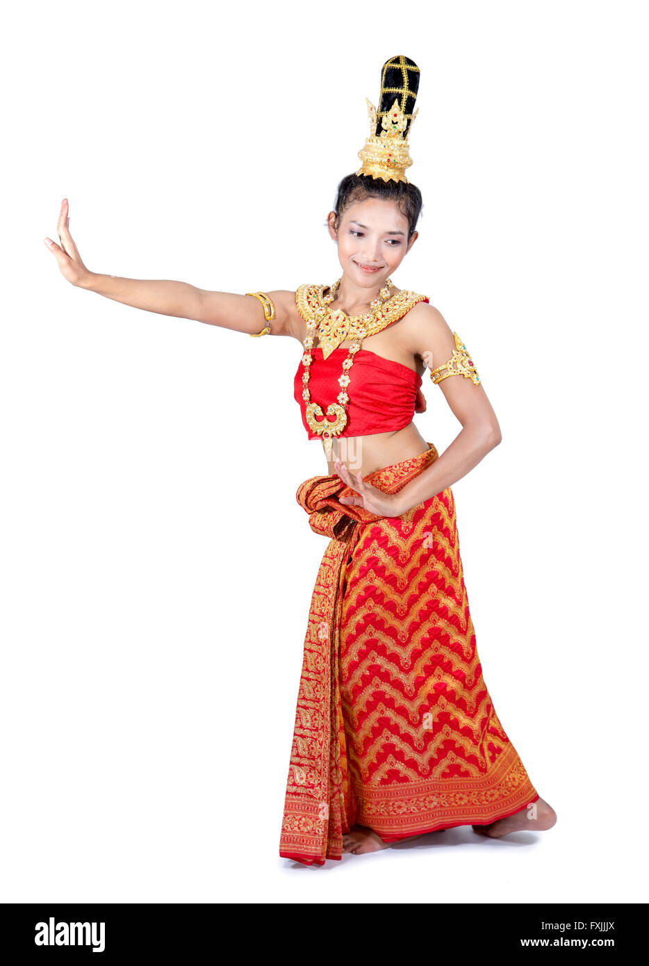Danseur thaïlandais isolé sur fond blanc Banque D'Images