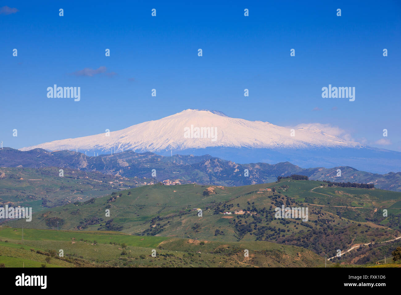 Vue sur l'Etna et de la Sicile domaine Banque D'Images