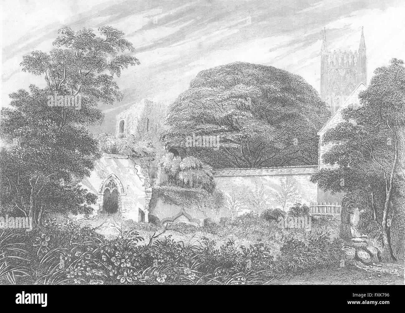 LINCS : Palais ruine Lincoln : Saunders, antique print 1836 Banque D'Images