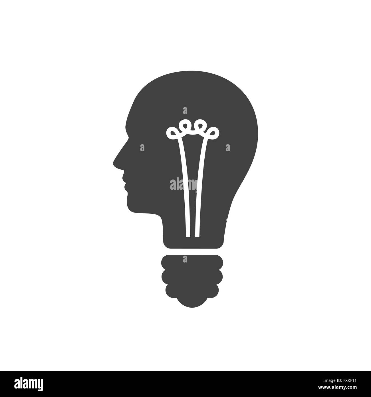 L'icône de l'ampoule et de la tête Illustration de Vecteur