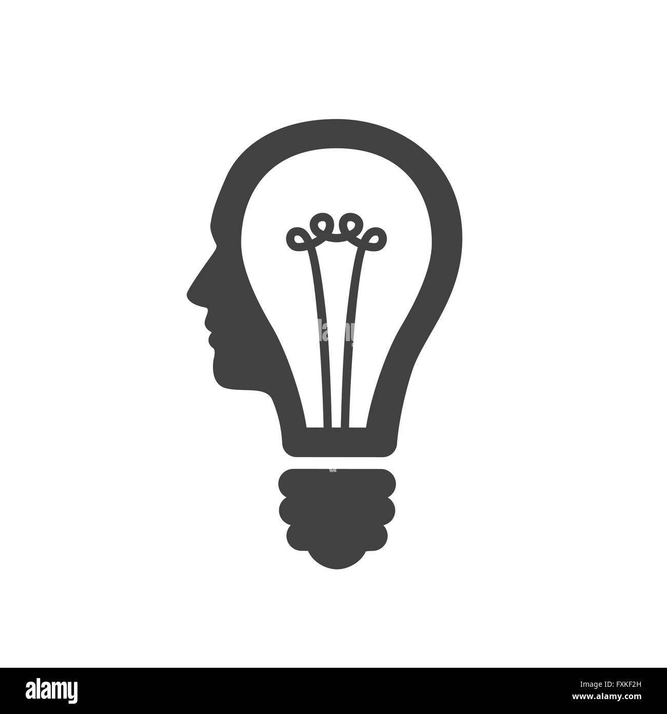 L'icône de l'ampoule et de la tête Illustration de Vecteur