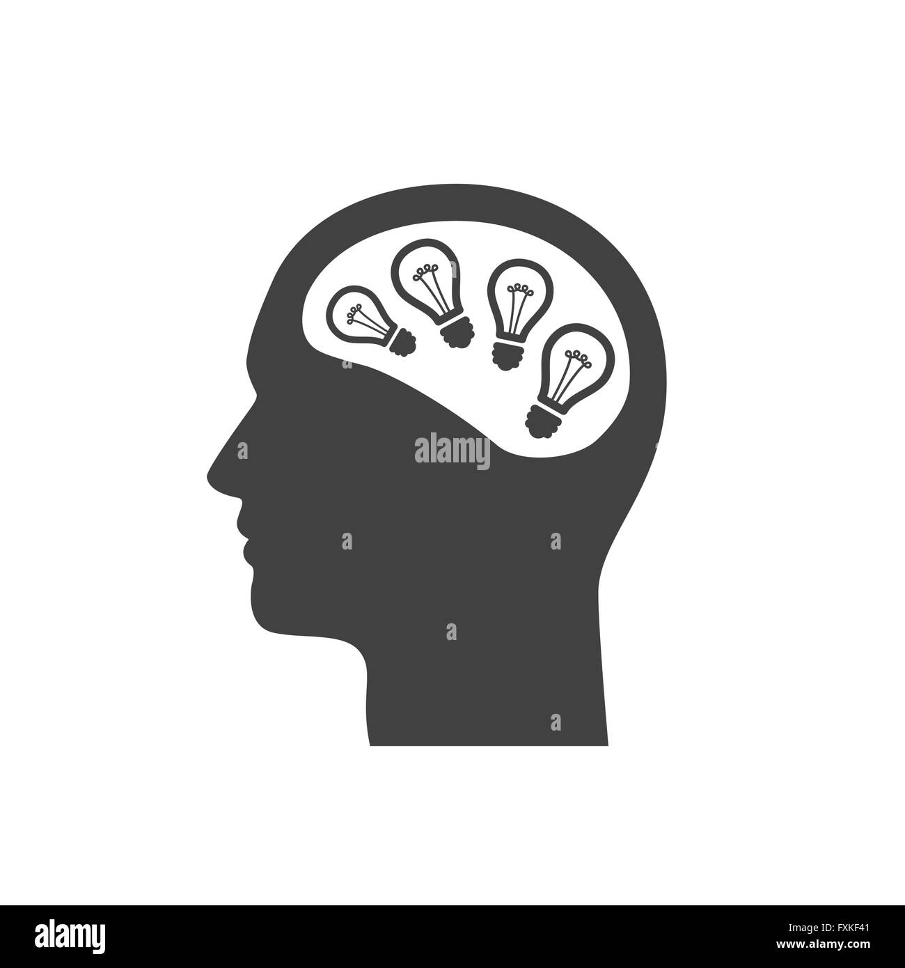 L'icône de l'ampoule et de la tête Illustration de Vecteur