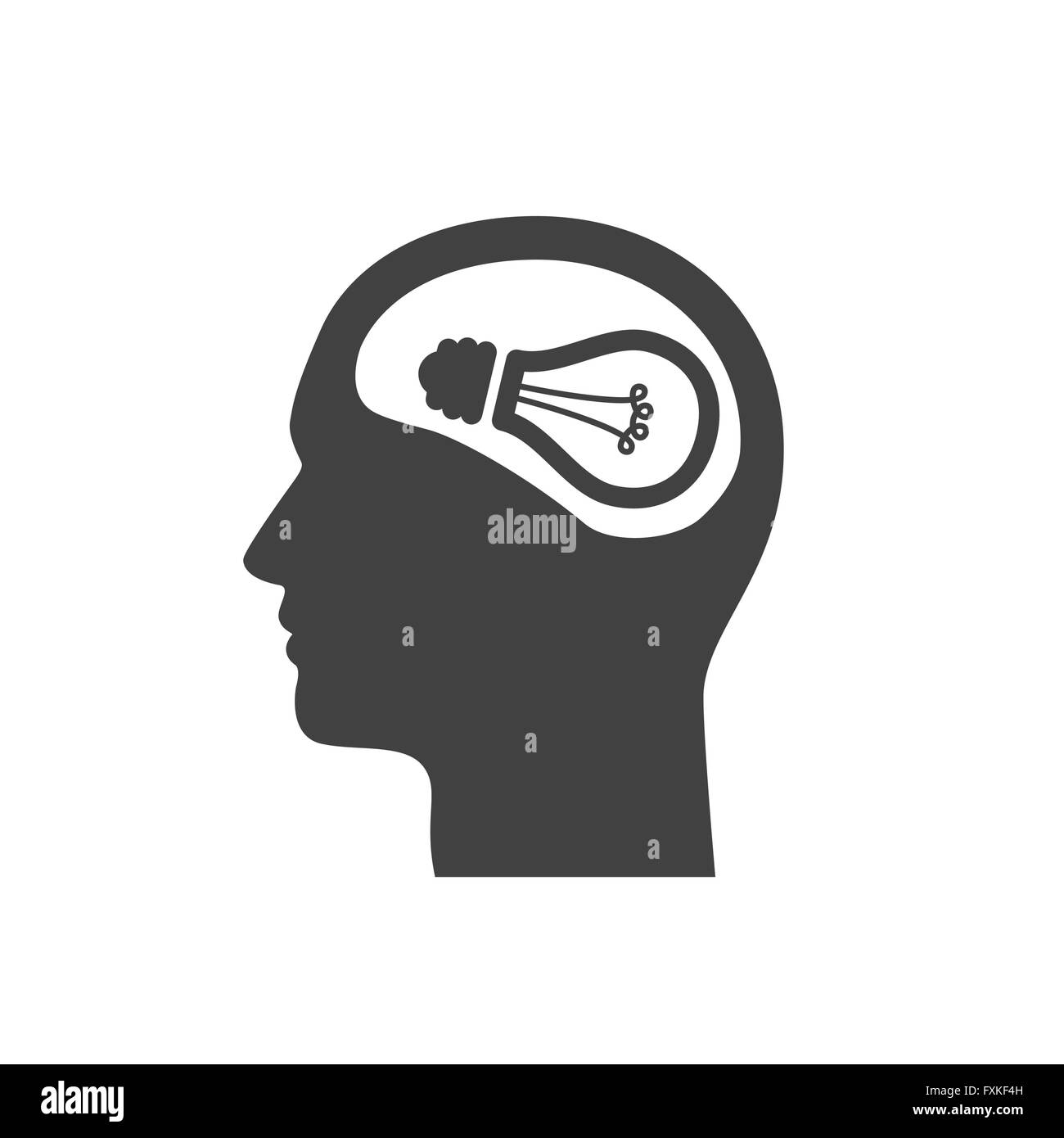 L'icône de l'ampoule et de la tête Illustration de Vecteur