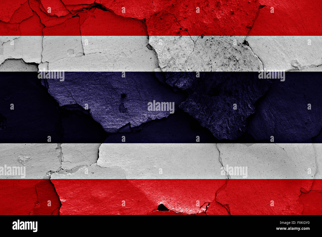 Pavillon de la Thaïlande peint sur mur fissuré Banque D'Images