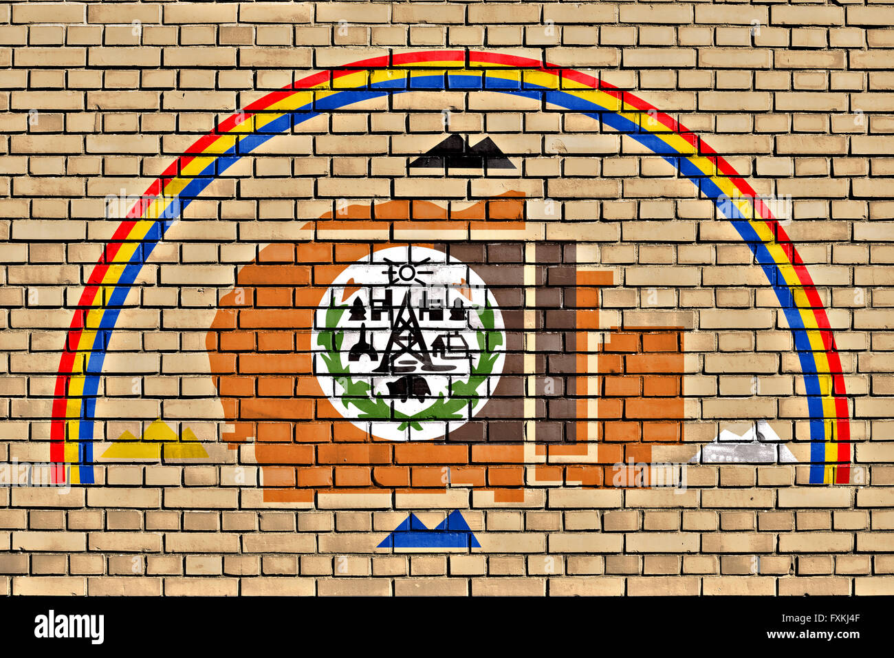 Drapeau de la Nation Navajo a peint sur mur de brique Banque D'Images