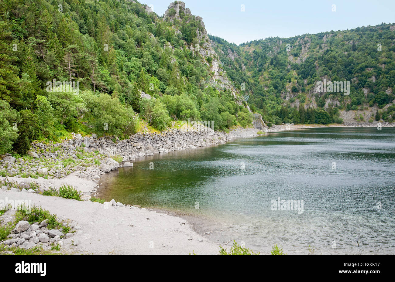 Le nom du lac Le lac Blanc dans les Vosges en Alsace, France Banque D'Images