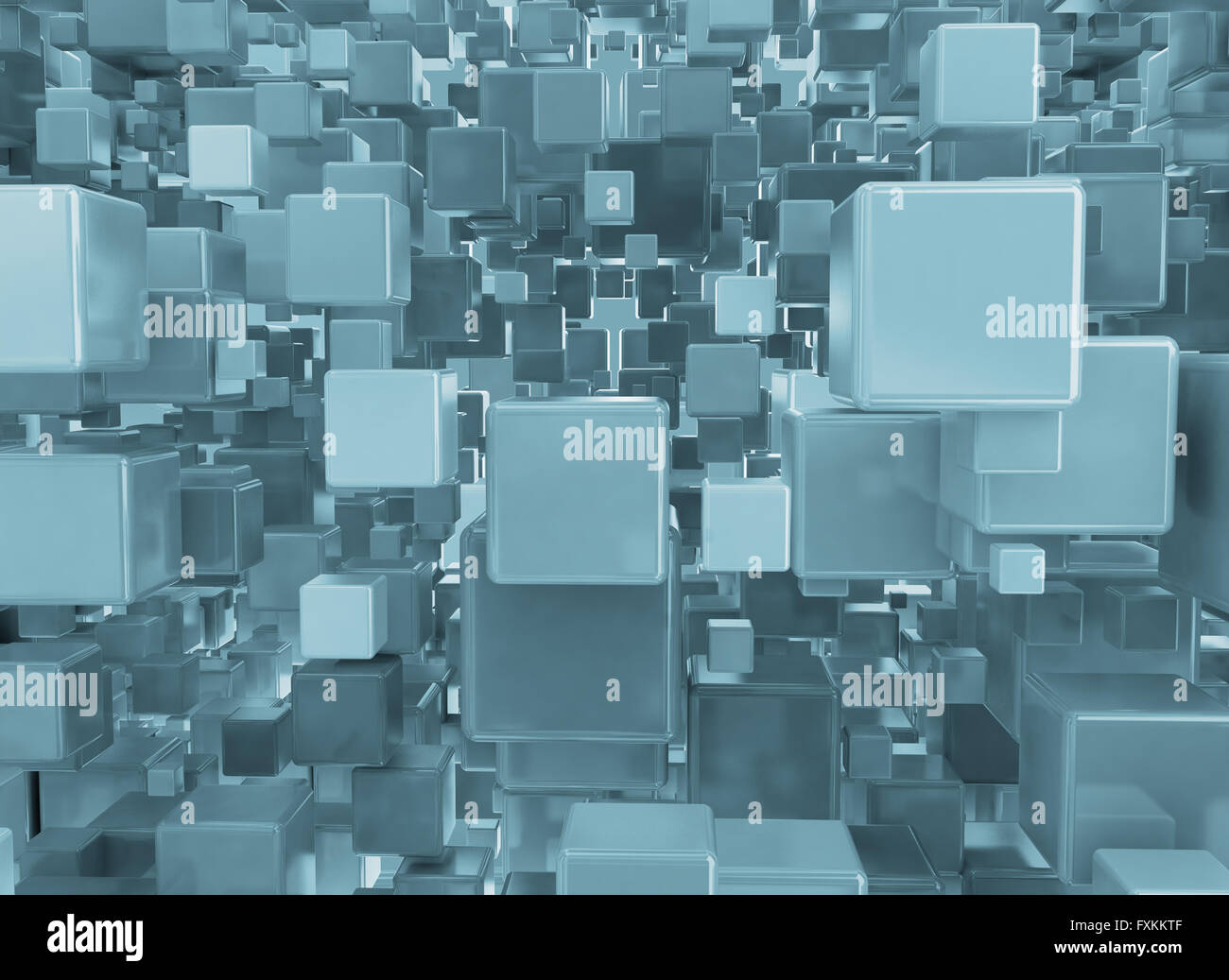 Résumé motif de fond en image 3D cubes bleus Banque D'Images