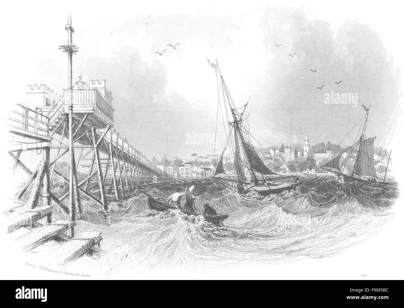 RYDE Pier : Mer : l'OIEAU Harwood ville bateaux, ancien 1841 Banque D'Images