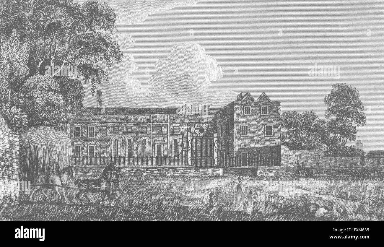 HERTFORDSHIRE : Cheshunt House : Hughson, antique print 1809 Banque D'Images