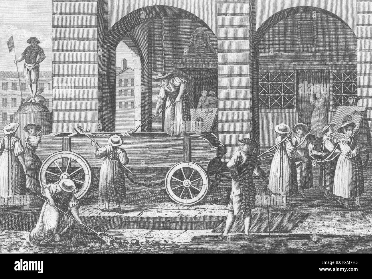 Suisse : Les prostituées puni, tirant : St propre, ancien c1802 Banque D'Images