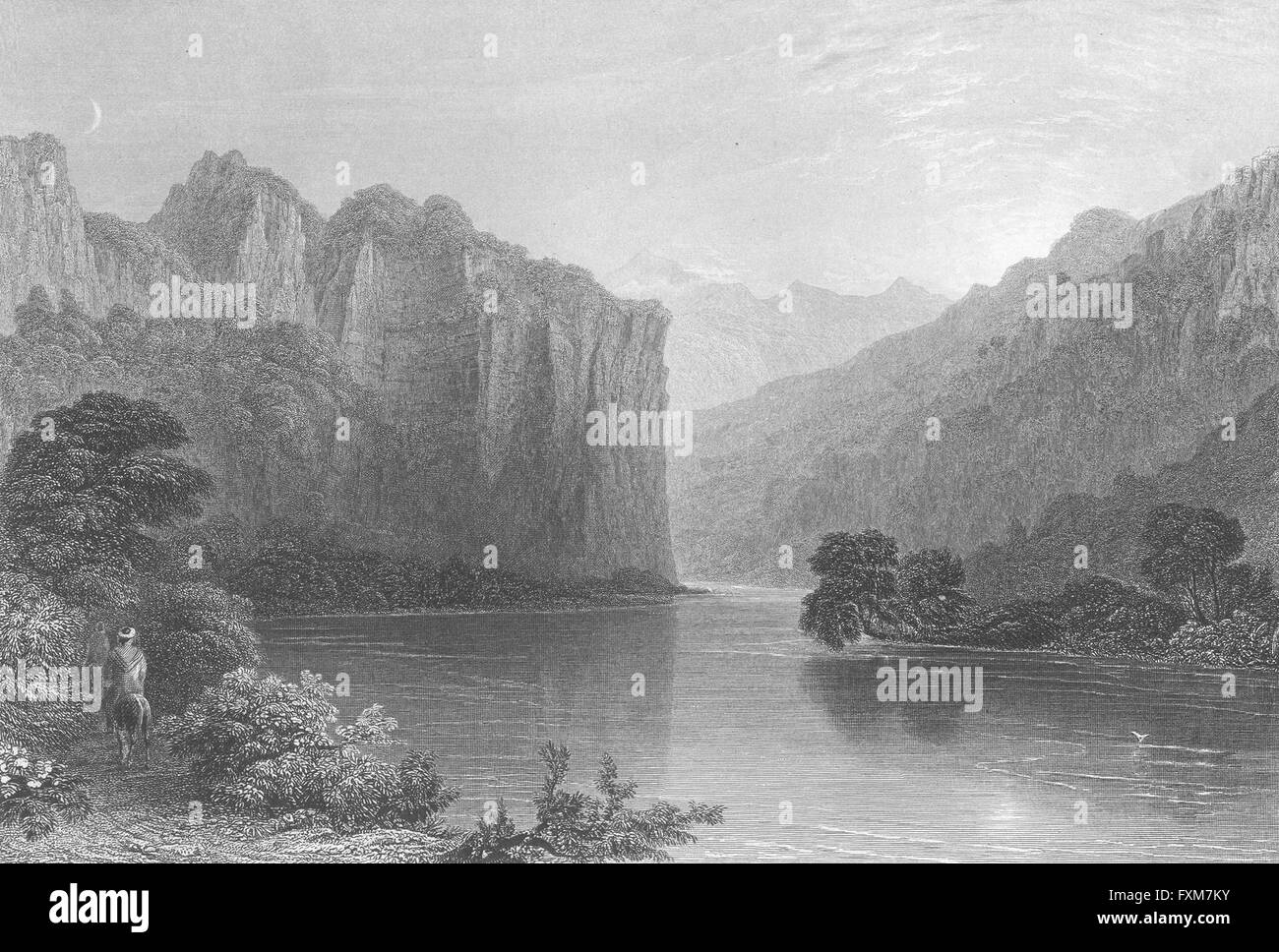 Syrie : La rivière Oronte, Séleucie : Bartlett, horse, antique print 1840 Banque D'Images