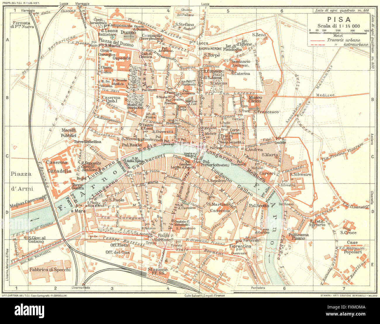 Pise Plan Plan De La Ville Ville Vintage L Italie 1927 Photo Stock Alamy