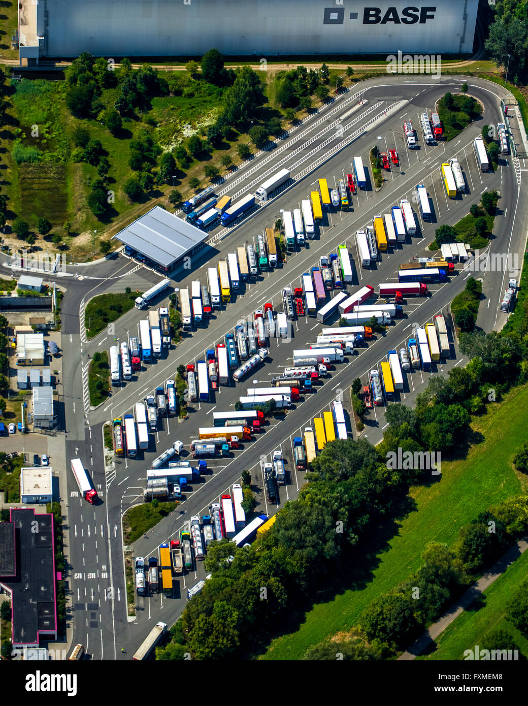 Vue aérienne, BASF Ludwigshafen, Baden l'aniline et des usines de soude Ludwigshafen, Usine chimique, Ludwigshafen, Kombo-Terminal KTL Banque D'Images