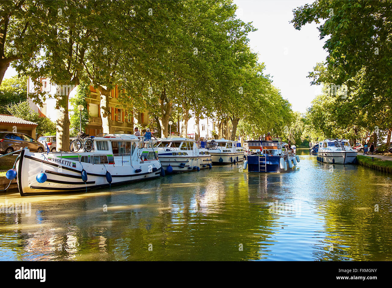 Canal du Midi, Carcassonne, France Banque D'Images