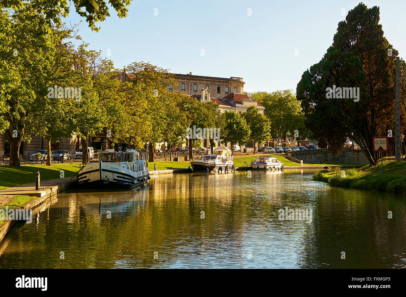 Canal du Midi, Carcassonne, France Banque D'Images
