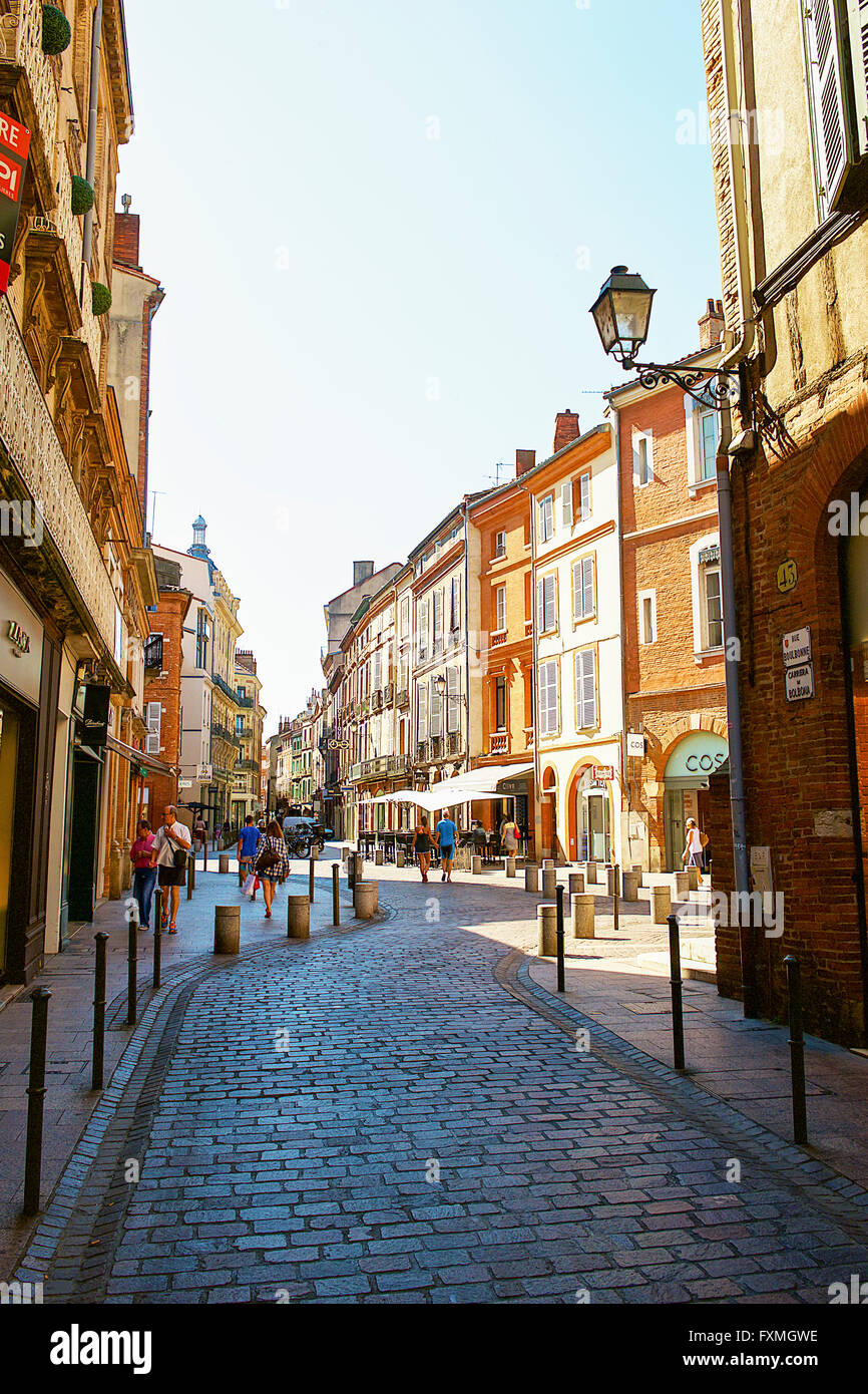 Vue sur la rue de Toulouse, France Banque D'Images