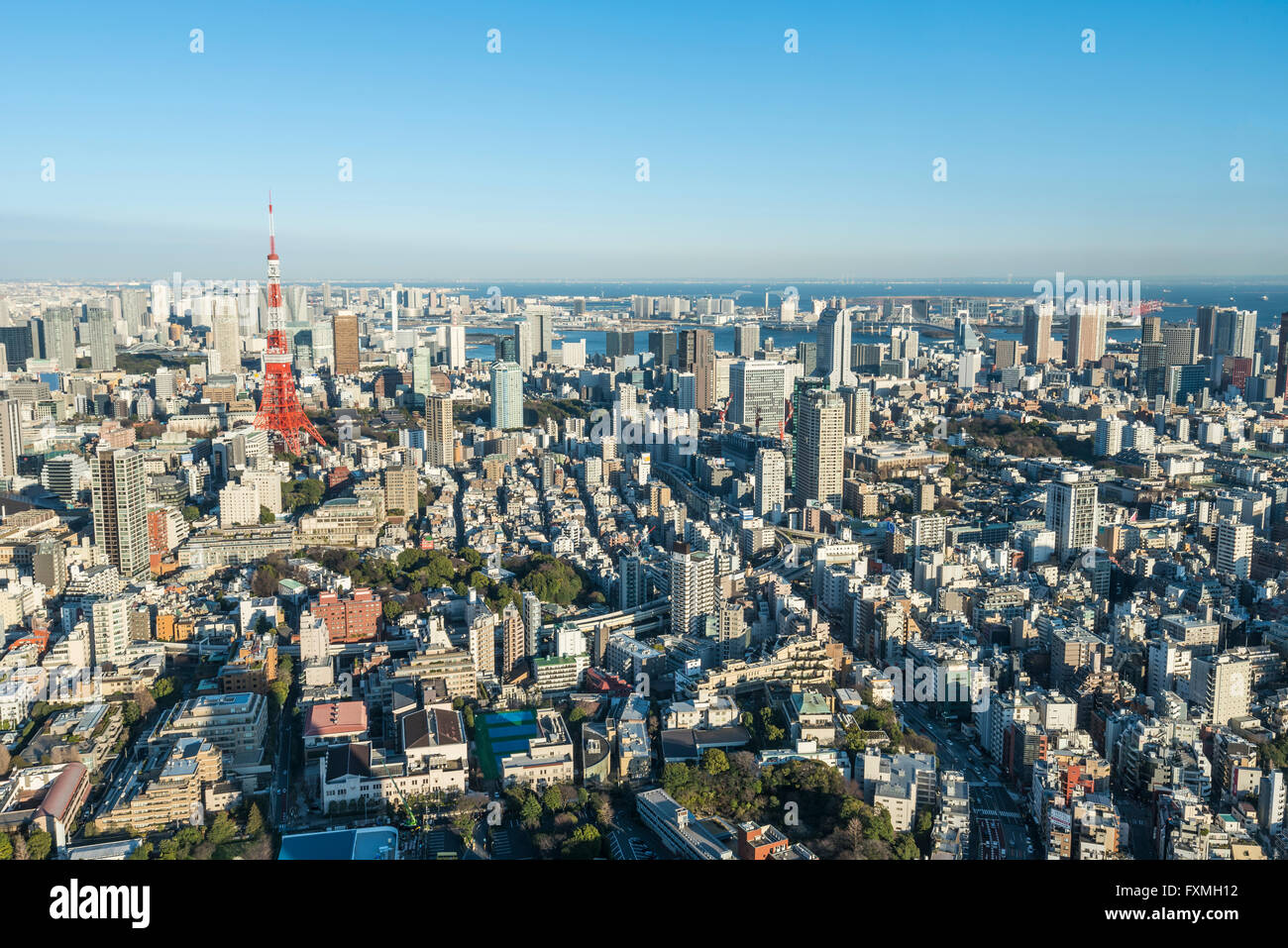 La tour de Tokyo et les immeubles de grande hauteur à Tokyo, Japon Banque D'Images
