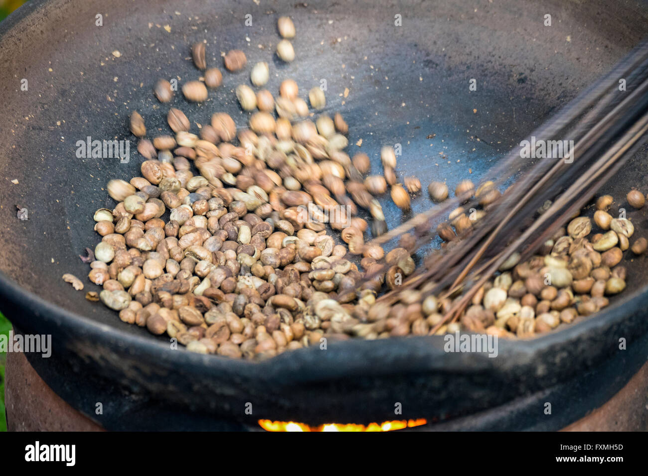 Les grains de café torréfié, Ubud, Bali, Indonésie Banque D'Images