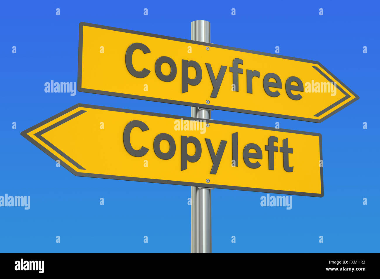Concept copyleft . vs, rendu 3D Banque D'Images