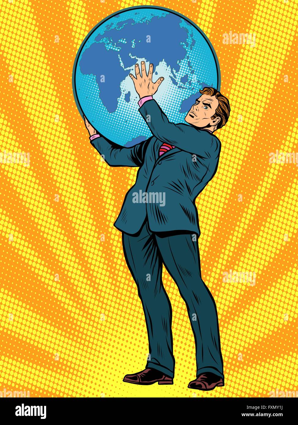 Businessman titan Atlas tient la terre Illustration de Vecteur