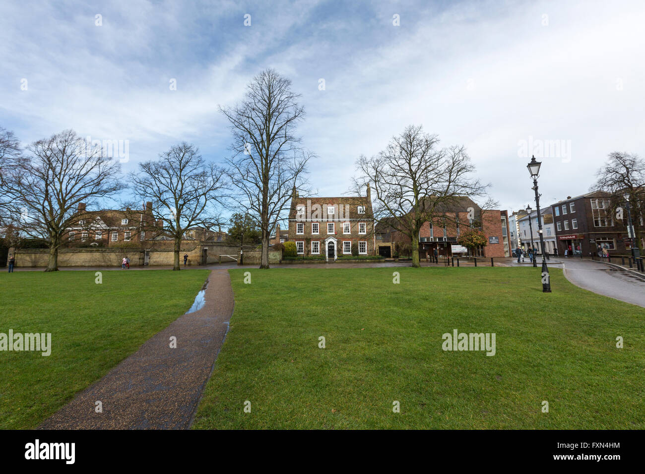 Palace Green avec maisons géorgiennes à Ely, Cambridgeshire, Angleterre, RU Banque D'Images