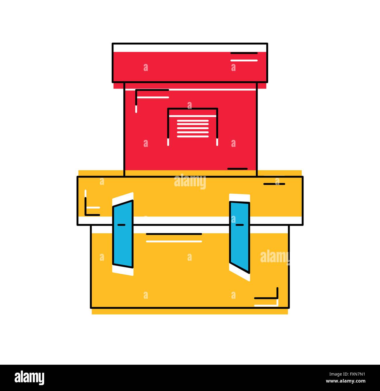 Tas de marchandises scellées empilés des boîtes de carton. Style plat vector illustration Illustration de Vecteur