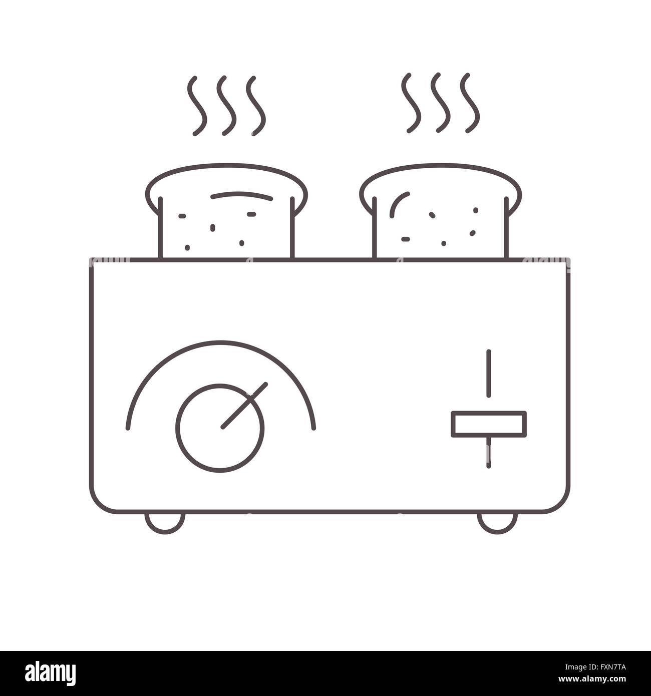 Grille-pain et du pain blanc sur l'illustration vectorielle Illustration de Vecteur