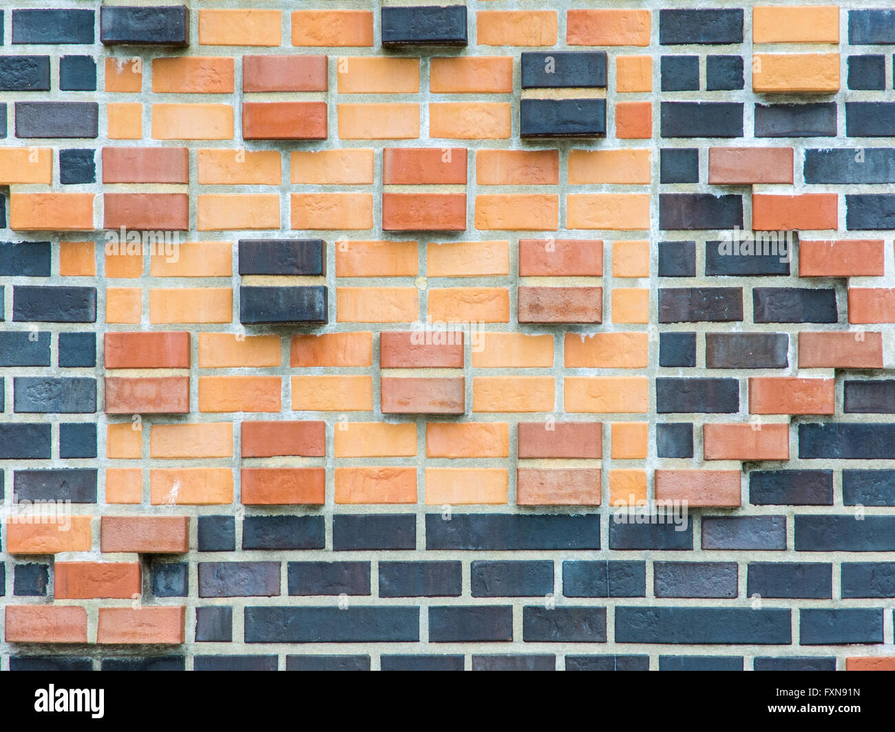 Mur en brique avec des ornements sur les terrasses de Marco Polo, HafenCity Hamburg Banque D'Images