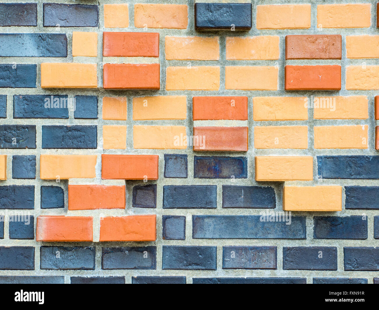 Mur en brique avec des ornements sur les terrasses de Marco Polo, HafenCity Hamburg Banque D'Images