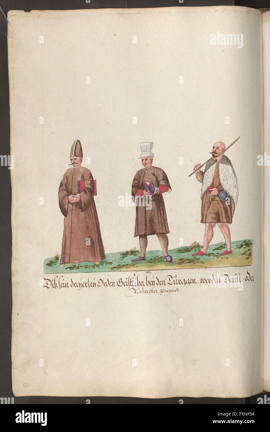 La morue. 8615, Fol. 92v : Johannes Lewenklau : Bilder türkischer Herrscher, Soldaten, Hofleute, Städte u. a. : Bürger zu Konstantinopel Banque D'Images