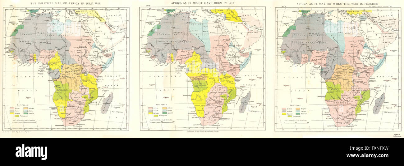 Afrique : Politique : 1914 ; 1916 - 1918, 1915 hypothétique carte antique Banque D'Images