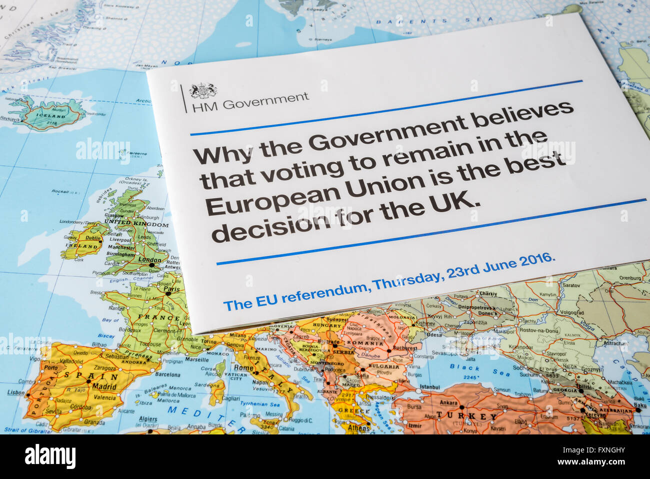 Gouvernement tract sur Brexit en faveur d'un séjour dans l'UE Banque D'Images