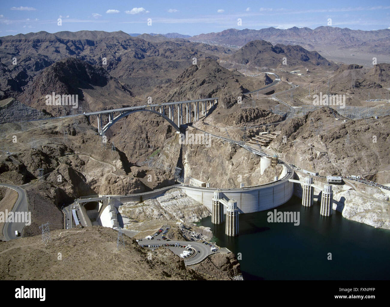 Le Hoover Dam bypass bridge et à Boulder City, Nevada. Banque D'Images