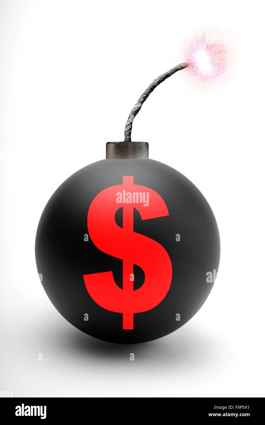 Bombe avec le dollar américain, symbole d'art de l'ordinateur. Banque D'Images