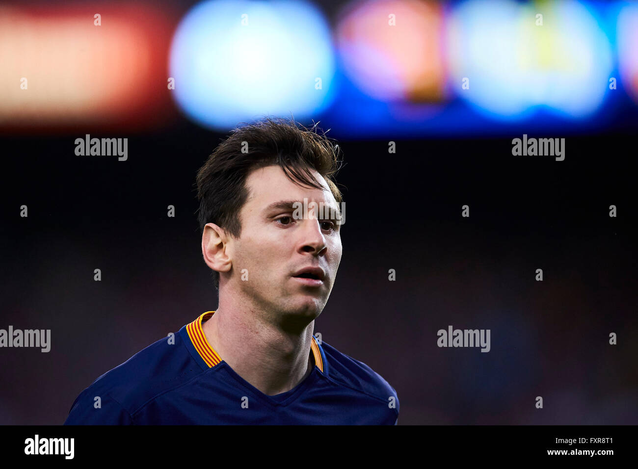 Lionel Messi (FC Barcelone), au cours de la Liga match de foot entre FC Barcelone et Valence CF, au Camp Nou à Barcelone, Espagne, samedi, 17 avril 2016. Foto : S.Lau Banque D'Images