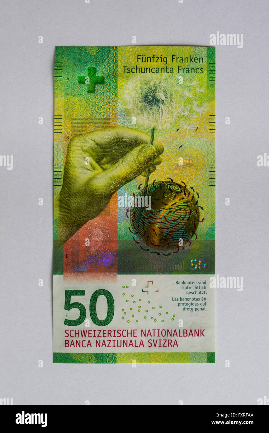 Billet de 50 Francs de la nouvelle série 2016, du vent et de l'expérience d''un motif à thème. Banque D'Images