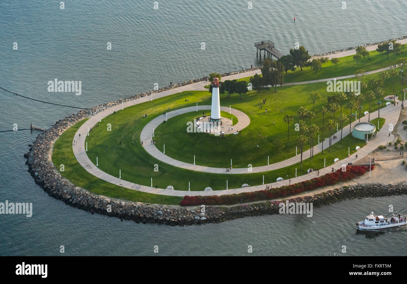 Par antenne, Long Beach, phare faro en spirale, Long Beach, Los Angeles County, Californie,USA,United States of America, antenne Banque D'Images