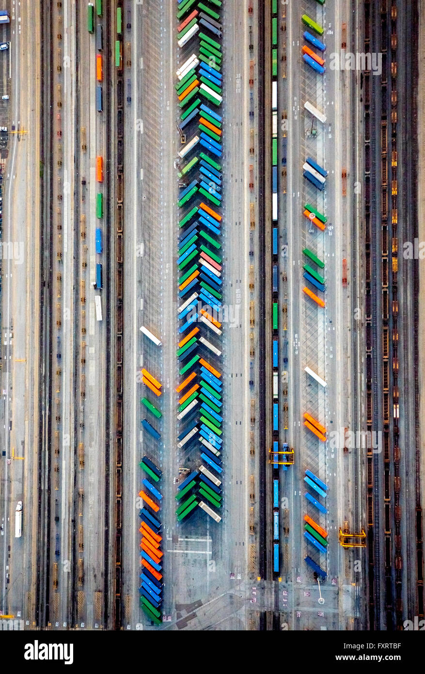 Vue aérienne, Terminal Conteneurs Maywood, Bandini Blvd, le fret ferroviaire, Commerce, Los Angeles County, Californie, USA, Banque D'Images