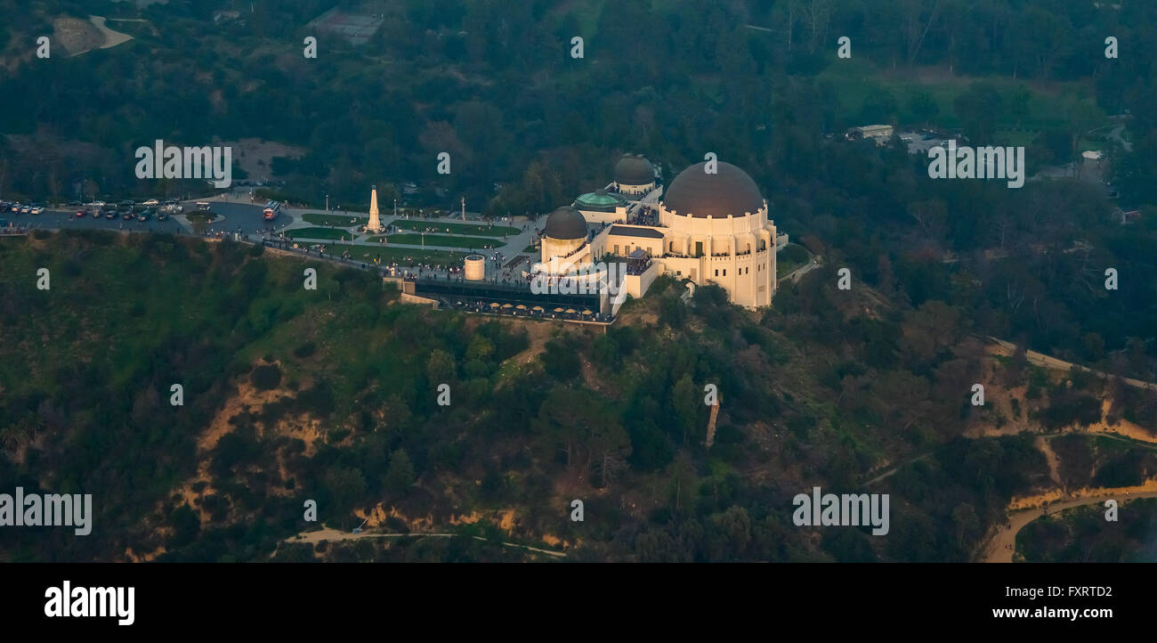 Vue aérienne, Griffith Observatory, Observatoire sur la ville, Los Angeles, Los Angeles County, Californie, USA, United States Banque D'Images