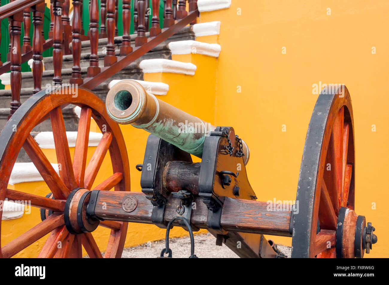 Cannon à l'intérieur du fort historique Amsterdam Willemstad Curacao Banque D'Images
